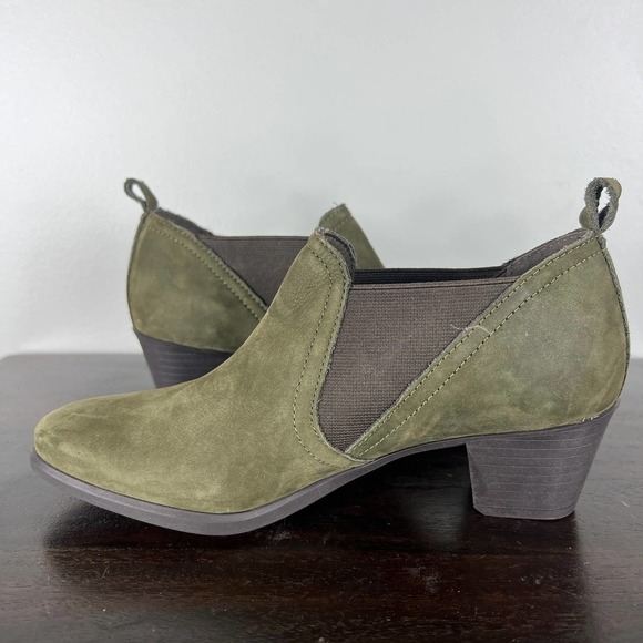 MUNRO JESSIE HEELED NUBUCK LEATHER BOOTIES HERB GREEN SIZE 6M NEW WITHOUT BOX - Picture 3 of 12